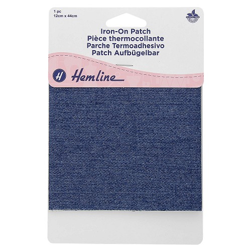 [DI-H690.L.MD] Herstelstuk opstrijkbaar 44x12cm - Midden Jeans