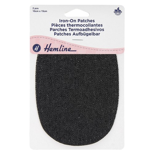 [DI-H699.DI.B] Kniestukken opstrijkbaar 15x10cm - Jeans zwart