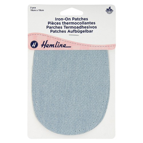 [DI-H699.DI.LB] Kniestukken opstrijkbaar 15x10cm - Licht Jeans