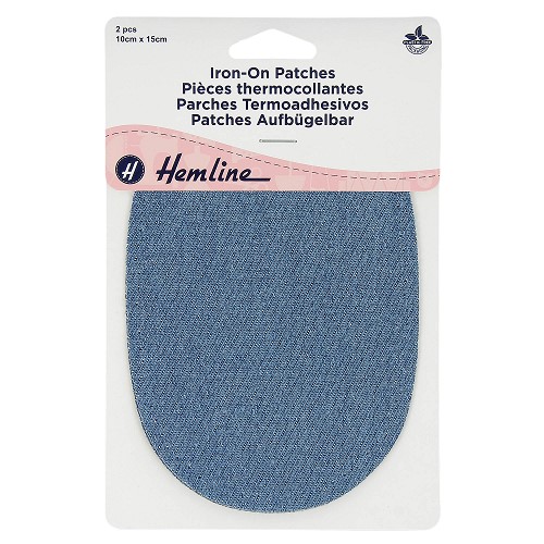 [DI-H699.DI.MB] Kniestukken opstrijkbaar 15x10cm - Midden Jeans