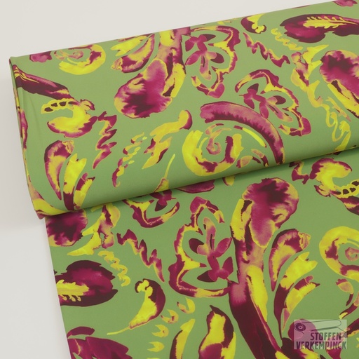[BI-150187-10] Breedtestretch Maxi Paisley Cherry/Yellow/Green