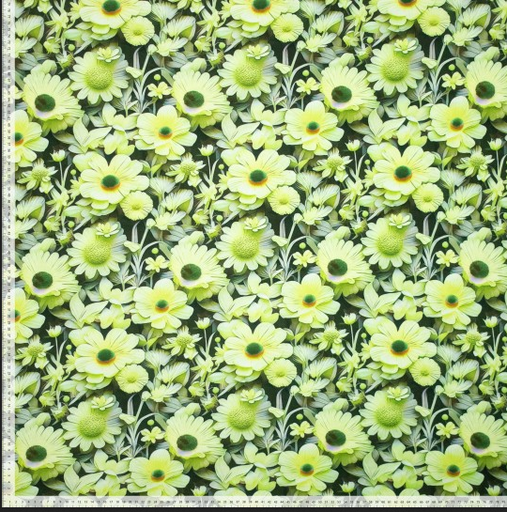 [POL-922868-11] Viscose Jersey 3D Flowers Green