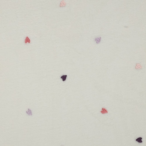 [VE-03487-001] Teddy Embroidery Hearts Ecru