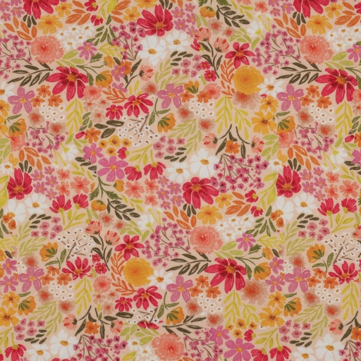 [VE-04448-001] Double Gauze Digital Flowers Peach