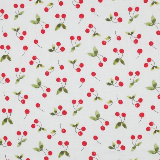 [VE-05146-002] Double Gauze Digital Cherries White
