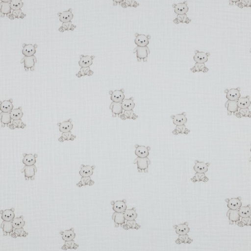 [VE-05155-011] Double Gauze Bio Digital Bears White