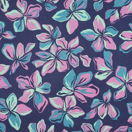 [VE-05044-003] Cotton Satin Flowered Navy