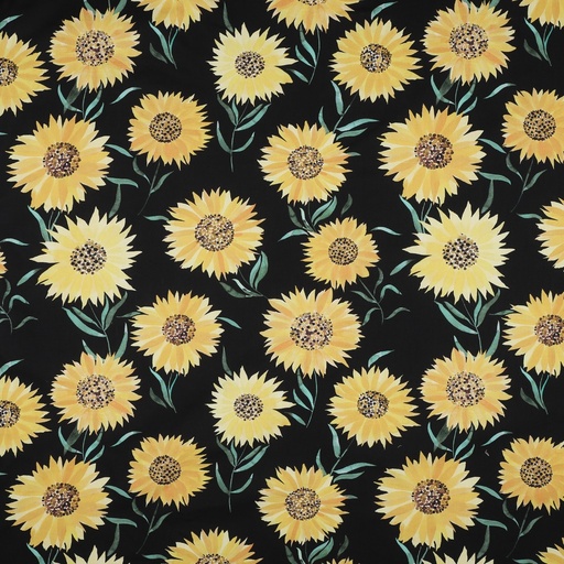 [VE-05182-001] Fine Poplin Digital Sunflowers Black