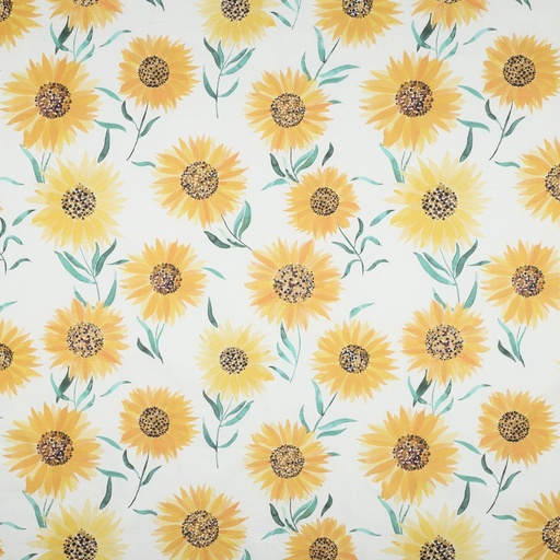 [VE-05182-002] Fine Poplin Digital Sunflowers White