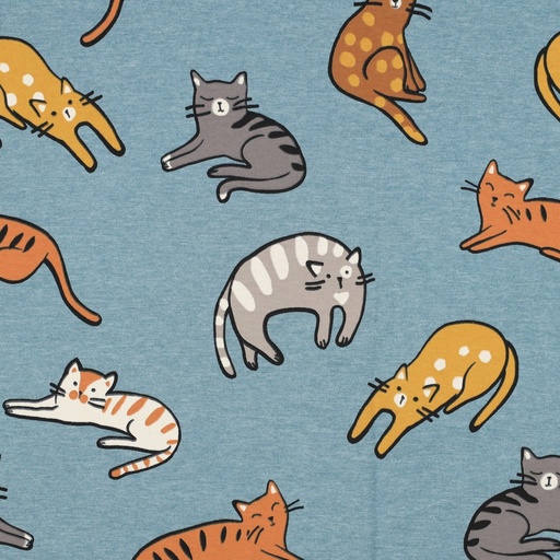 [VE-05113-032] Jersey Melange Cats Smoke Blue