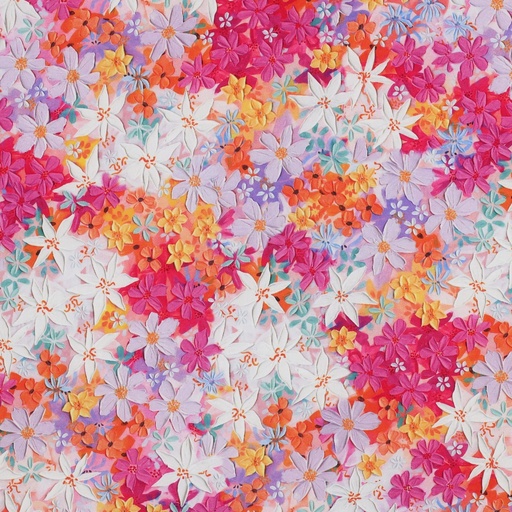 [VE-05343-001] Viscose Radiance Digital Fine Fleurs Fuchsia
