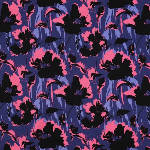 [VE-05256-004] Rosella Stretch Modern Flowers Navy