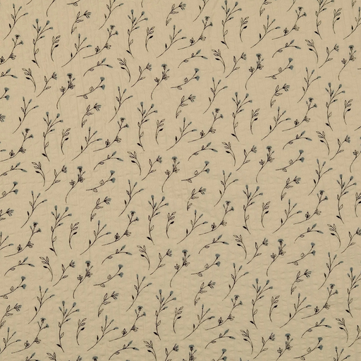 [HE-210834-0002] Cotton Seersucker Blossoms Ecru/Bluegrey