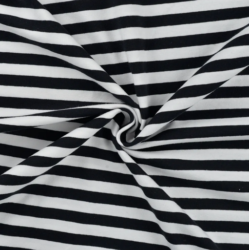 [QT-KC3009-069] Jersey Katoen Yd Stripe 1 cm. White/Black