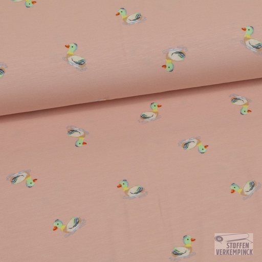 [QT-K47068-120] Jersey Bamboo/Cotton Ducklings Rose