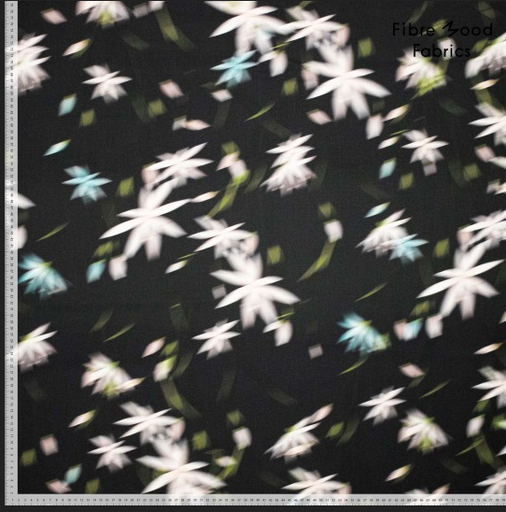 [POL-FM92379-10] Poplin Flowers Blur Black