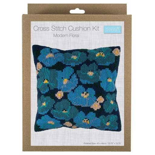 [DI-BCS57] Kruissteekkussen kit 40cm x 40cm modern floral incl kussenrug met rits