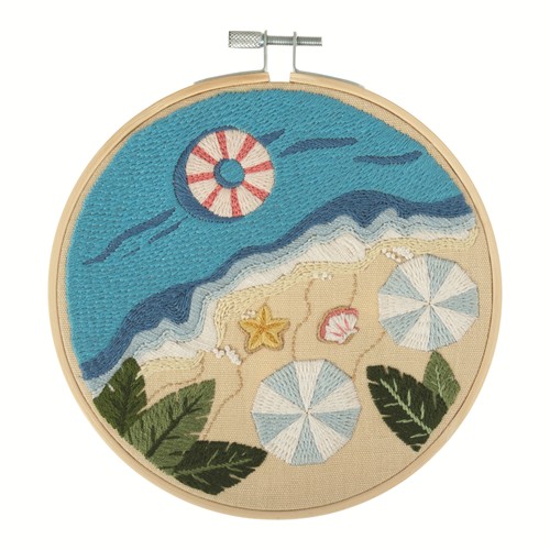 [DI-TCK048] Borduurpakket met borduurring 15cm Beach
