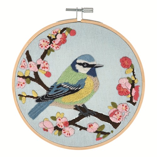 [DI-TCK054] Borduurpakket met borduurring 15cm Bird Blossom