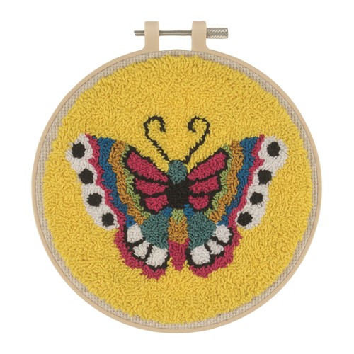 [DI-GCK149] Punch Needle Kit met borduurring 15,2cm Butterfly