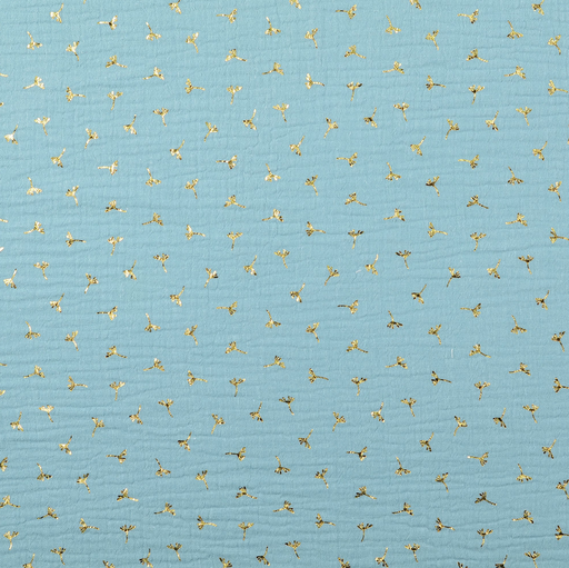 [HE-211870-3030] Double Gauze Foil Twigs Blue