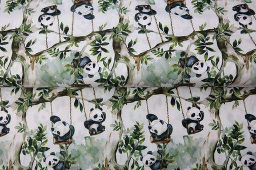 [ST-25112-02PL] Poplin Digital Panda op Schommel Off White
