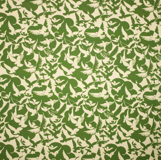 [POL-353013-31] Poplin Pigeons Green / Light Beige