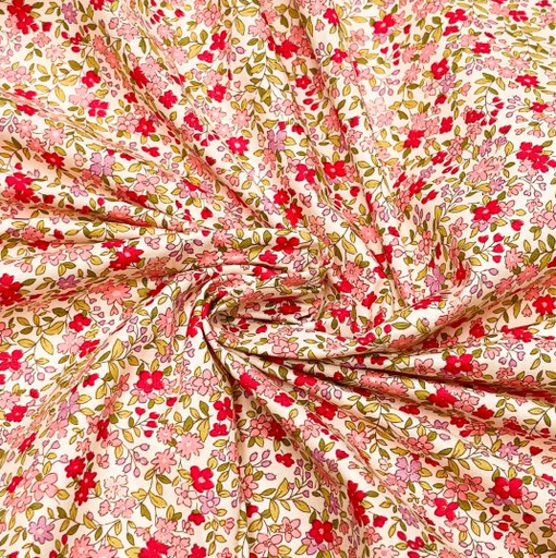 [POL-310360-92] Poplin Delicate Flowers Fuchsia