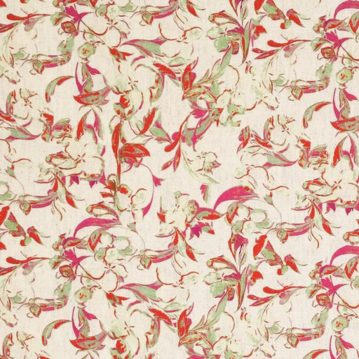 [KI-21793-320] Visco/Lin Fiori Rood/Groen