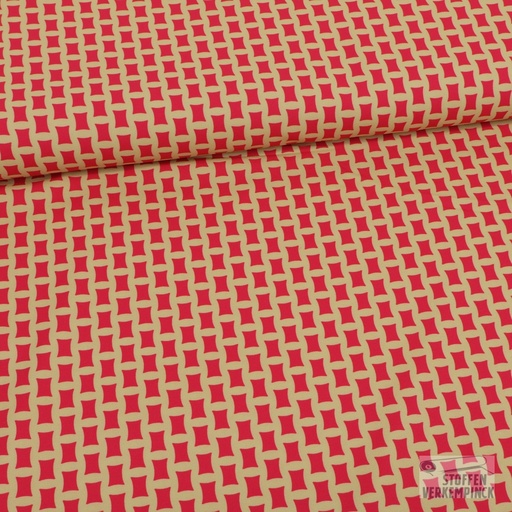 [BI-150182-11] Polyester Stretch Geo Fuchsia/Camel