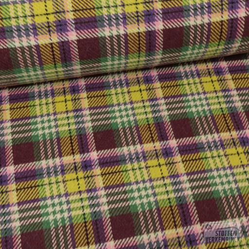 [FA-TB-0019-01] Mantelstof Ruit Bordeaux/Groen/Paars