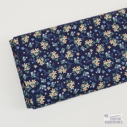 [ZA-006155-2] Popeline Kleine Bloemetjes Navy