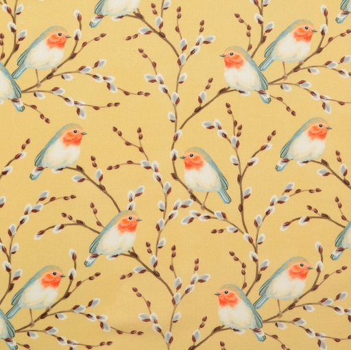 [HE-211855-0010] Cotton Digital Vogels op Wilgenkatjes