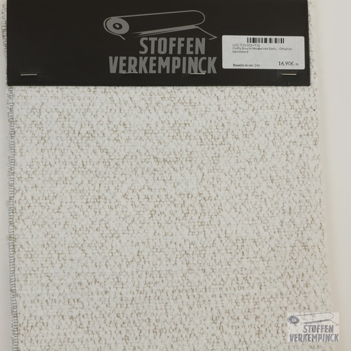 [LOC-T33-021+T36] Fluffy Bouclé Meubelstof Dolly - Offwhite Gemeleerd