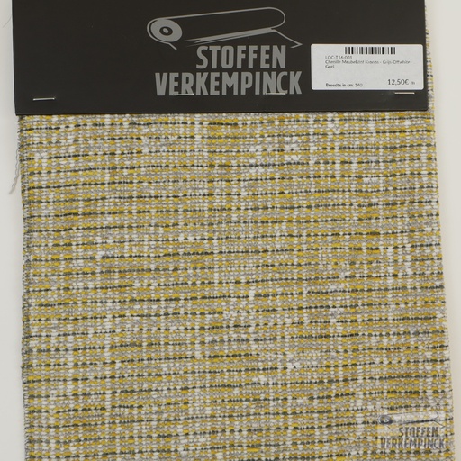 [LOC-T16-001] Chenille Meubelstof Kronos - Grijs-Offwhite-Geel