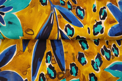 [ST-25823-08VI] Jersey Viscose Digital Giant Floral Ochre