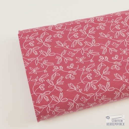 [ZA-503184-04] Jersey Print Blaadjes Rose/Wit