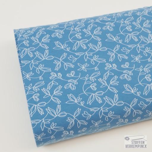 [ZA-503184-02] Jersey Print Blaadjes Blauw/Wit