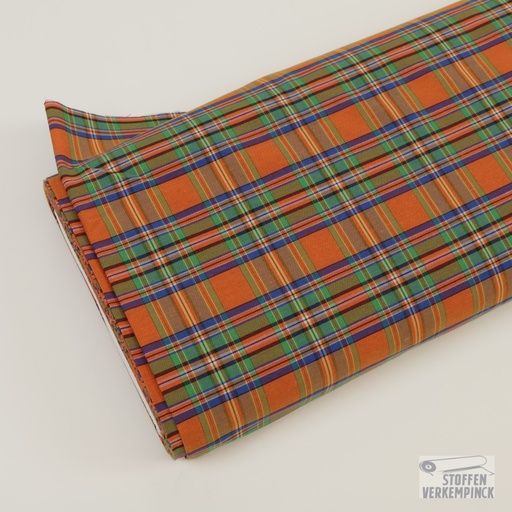 [ZA-4898-05-01] Popeline Ruit Oranje/Groen/Blauw