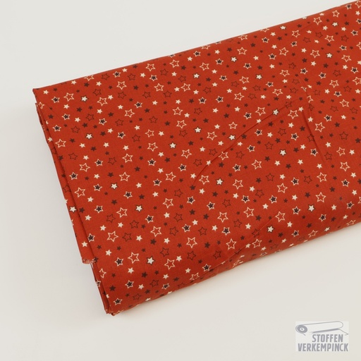[ZA-4700-1] Katoen Kerst Sterretjes Terra