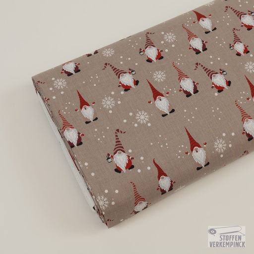 [ZA-4724-4] Katoen Kerst Kerstman/Sneeuwkristal Oud Roze