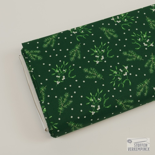 [ZA-4699-2] Katoen Kerst - Maretak Groen