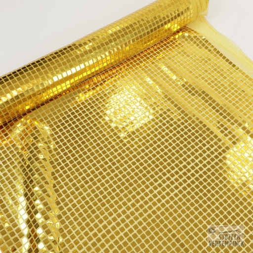 [ZA-005913-03] Paillettenstof Vierkant Goud