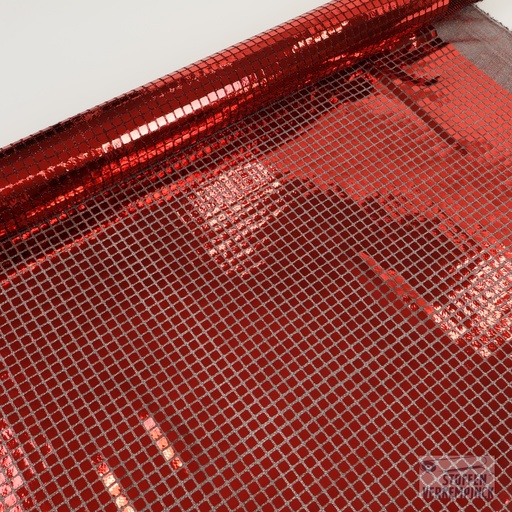 [ZA-005913-05] Paillettenstof Vierkant Rood