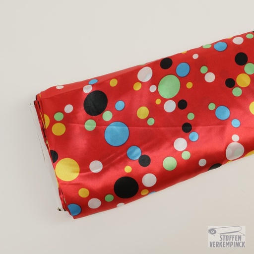 [ZA-005193-06] Satijn Multicolor Dots - Rood