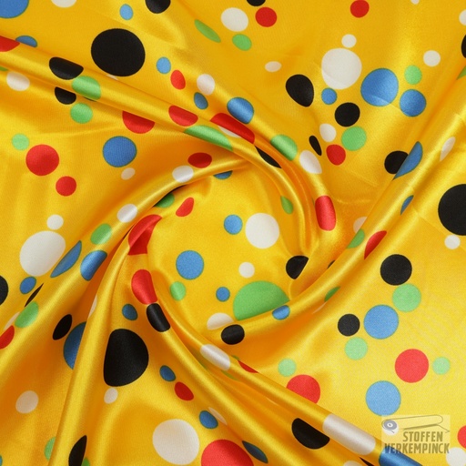 [ZA-005193-07] Satijn Multicolor Dots - Geel