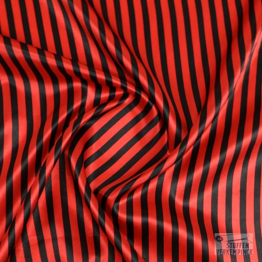 [ZA-005184-26] Satijn Vertikale Streep 7.50mm. Rood/Zwart