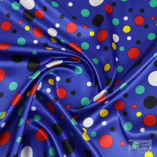 [ZA-005193-05] Satijn Multicolor Dots - Kobalt