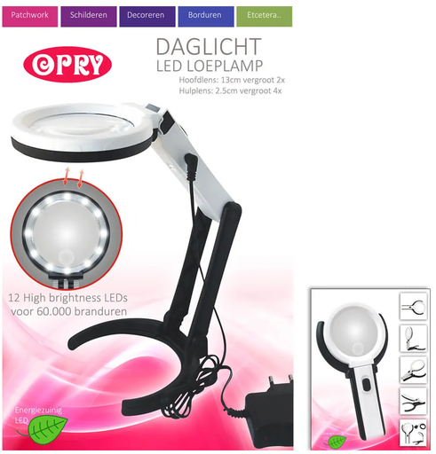 [DBF-97071] Opry Daglicht LED loeplamp oplaadbaar 13 cm diameter