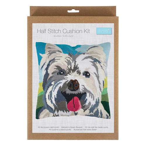 [DI-GCS190] Borduurpakket kussen 40cm x 40cm incl. kussenrug met rits : Westie